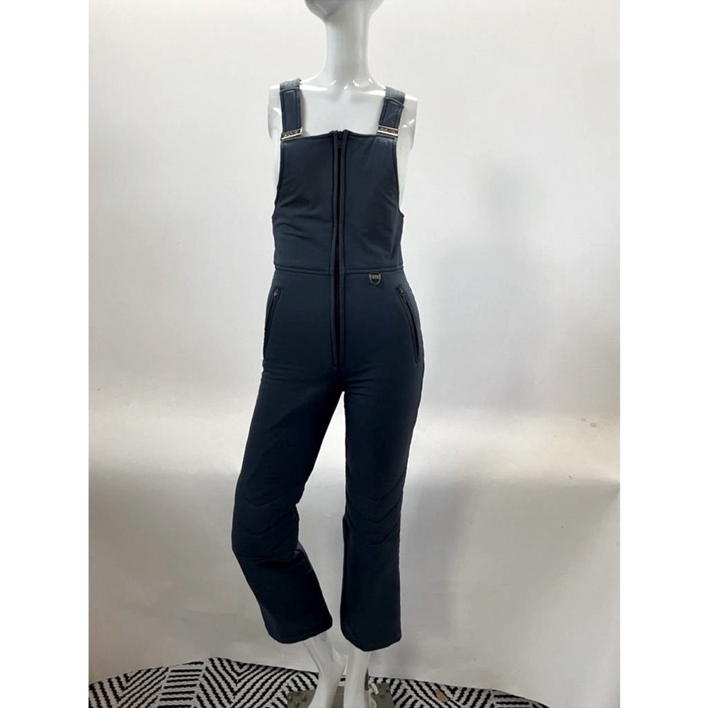 SKYR Womens Snow Bib Insulated Overall Blue Zip Pocket Vintage Hong Kong 8